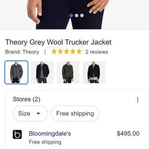 Theory Gray Wool Trucker (RIVER DELUXE) Jacket-- NWOT, UNWORN -- Originally $495